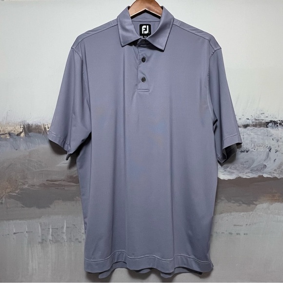 FootJoy Polo Golf Shirt Men L Periwinkle Blue Purple Stripe Athletic Performance - Picture 1 of 13